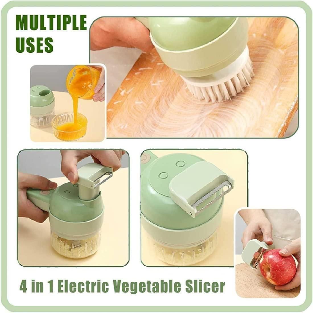 4-in-1 Portable Electric Vegetable Cutter Set | Slice, Chop, Grind & Peel in Seconds