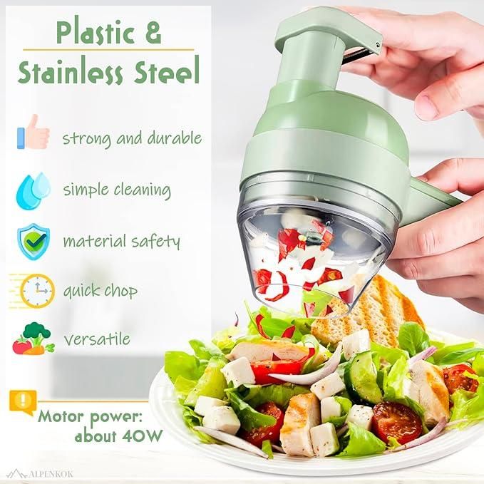 4-in-1 Portable Electric Vegetable Cutter Set | Slice, Chop, Grind & Peel in Seconds