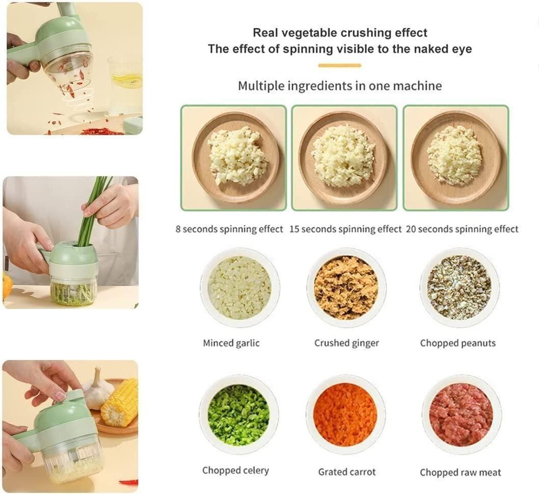 4-in-1 Portable Electric Vegetable Cutter Set | Slice, Chop, Grind & Peel in Seconds