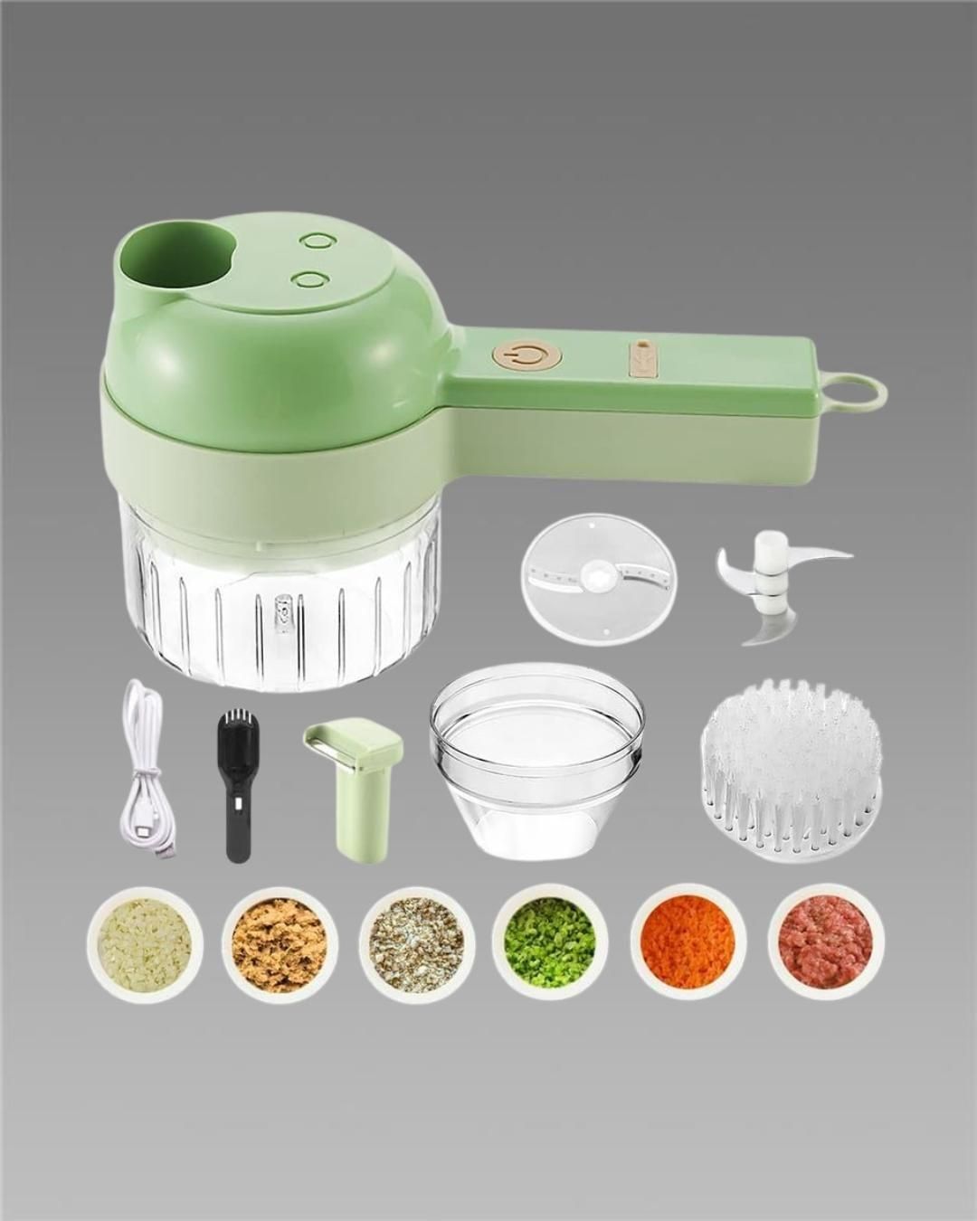 4-in-1 Portable Electric Vegetable Cutter Set | Slice, Chop, Grind & Peel in Seconds