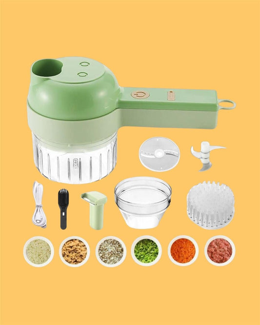4-in-1 Portable Electric Vegetable Cutter Set | Slice, Chop, Grind & Peel in Seconds